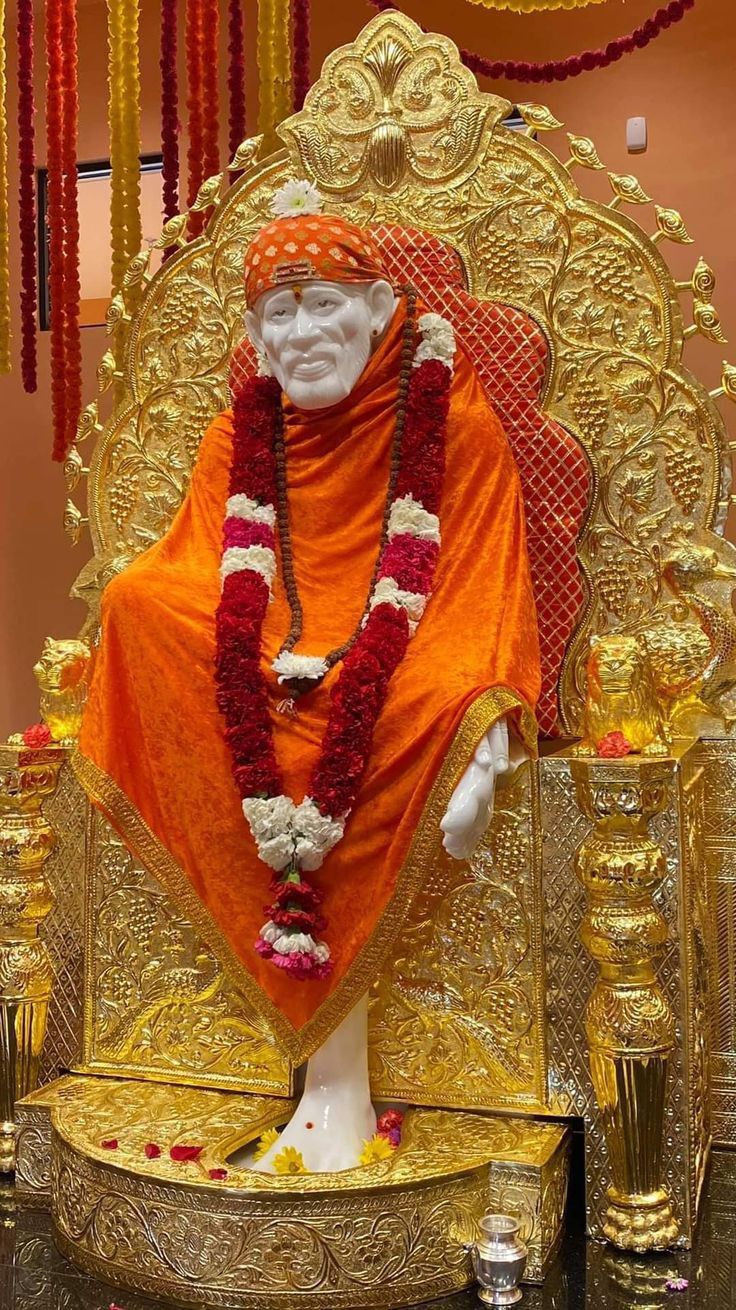 Sai Baba on golden throne portrait