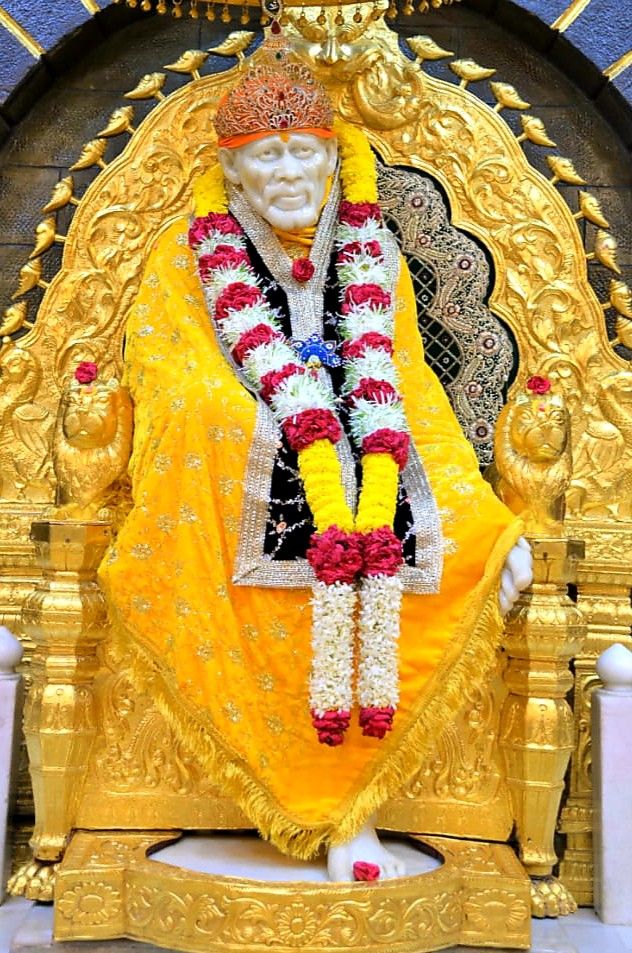 Sai Baba on golden throne portrait