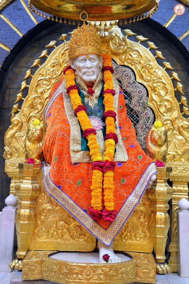Sai Baba on golden throne portrait