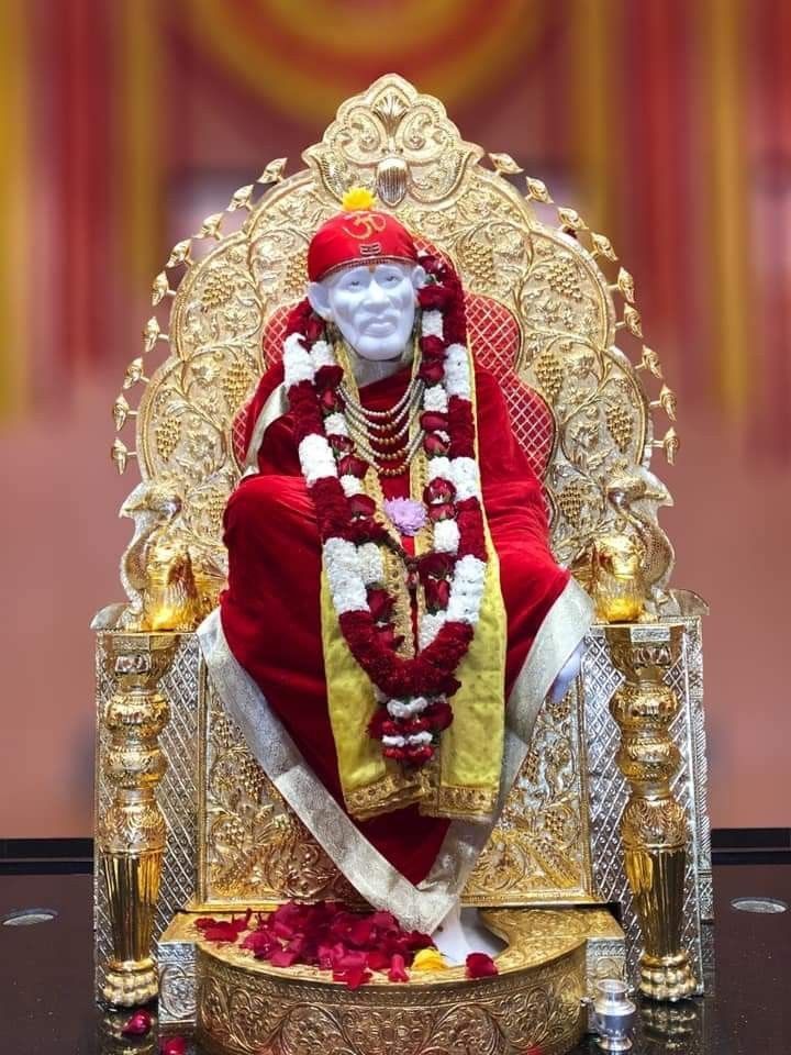 Sai Baba on golden throne portrait