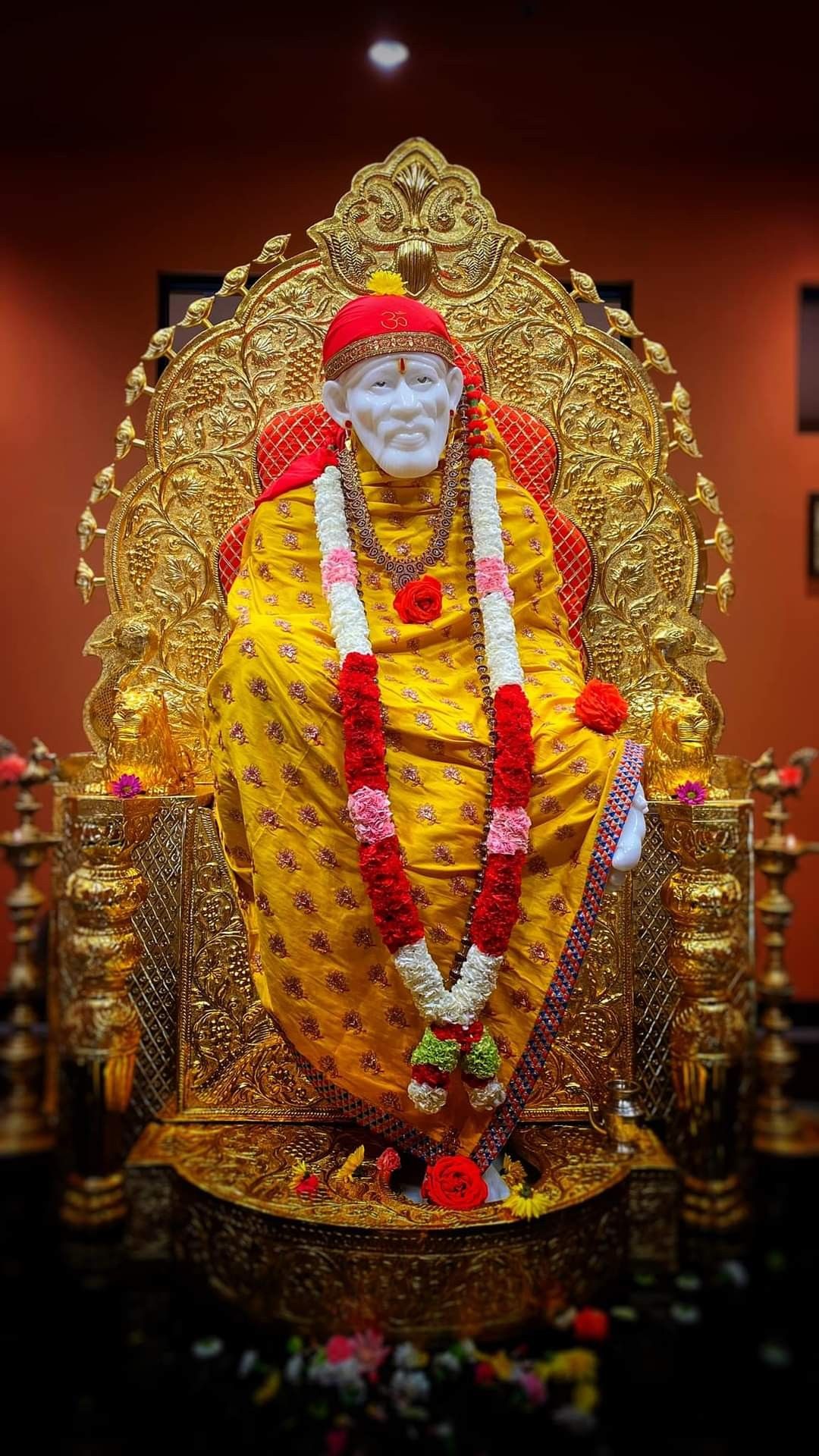 Sai Baba on golden throne portrait