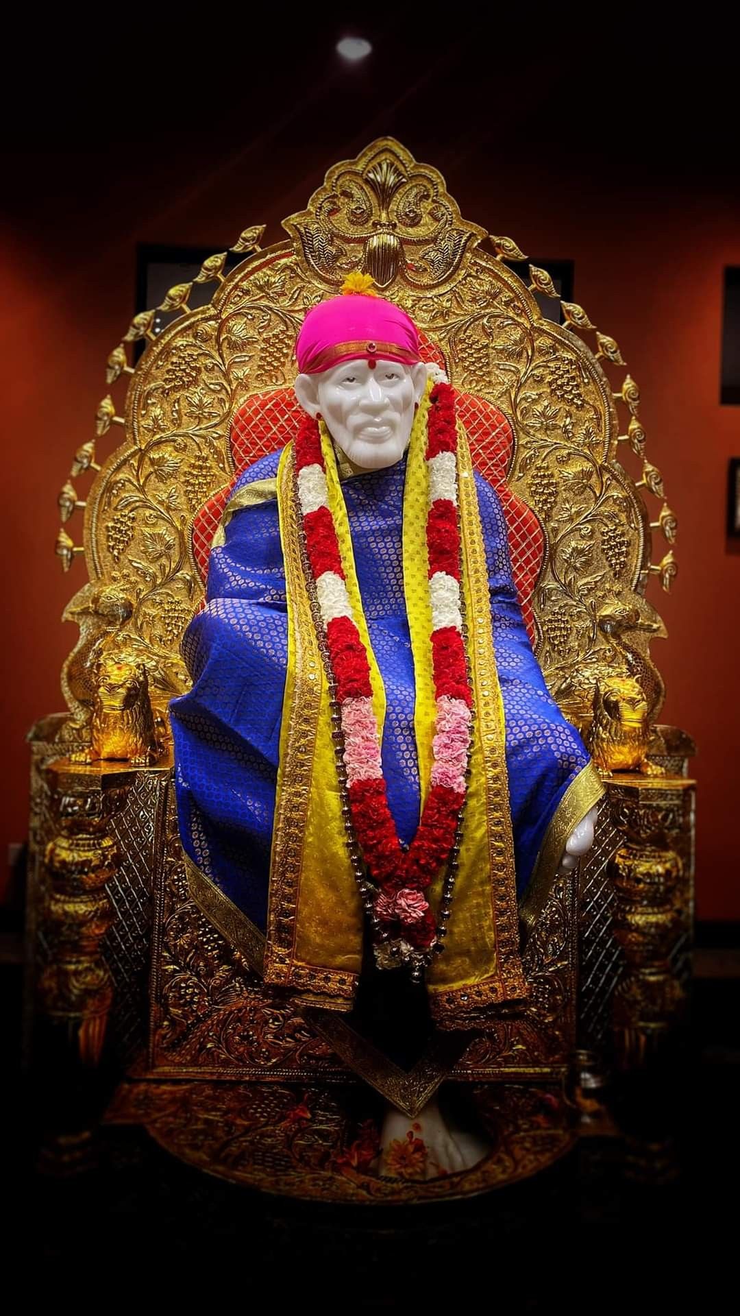 Sai Baba on golden throne portrait