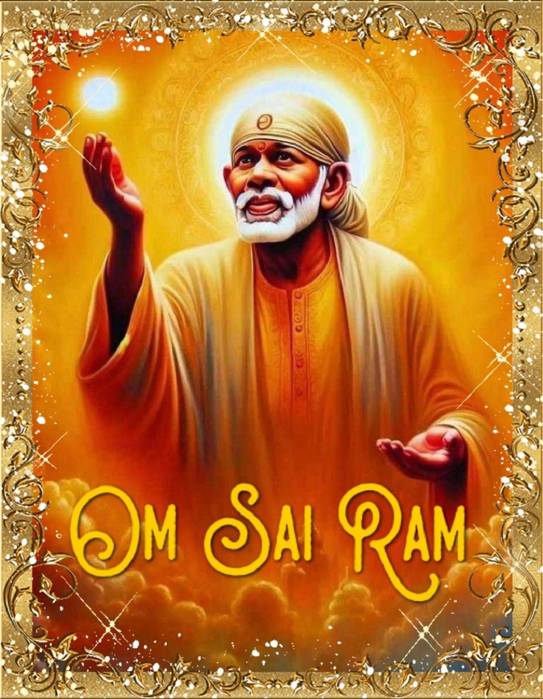 Sai Baba blessing with raised hand