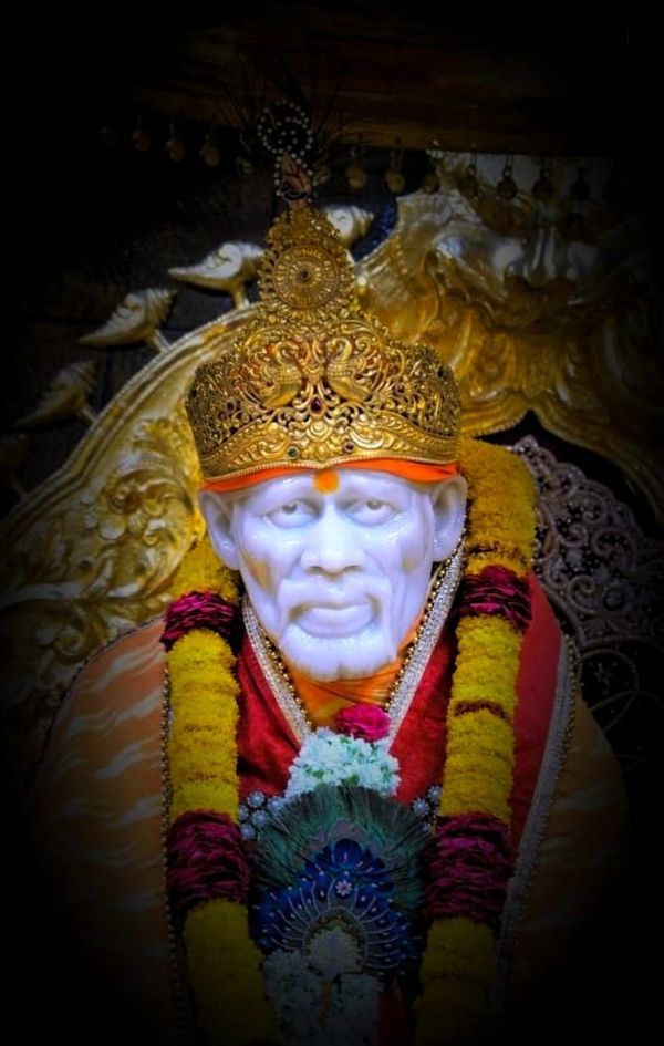 Sai Baba with golden crown portrait