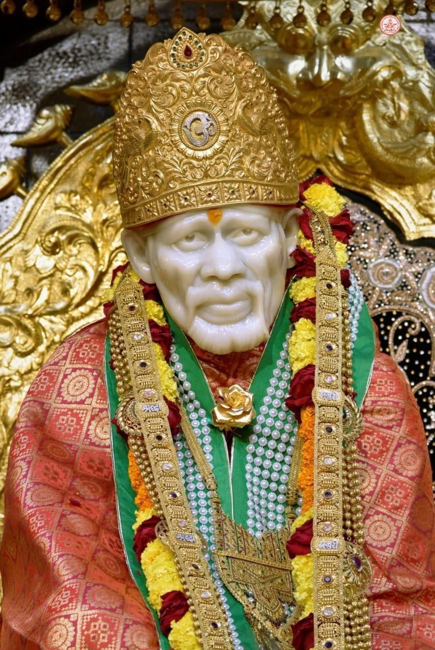 Sai Baba with golden crown portrait