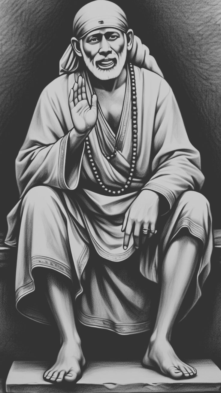 Sai Baba offers a blessing