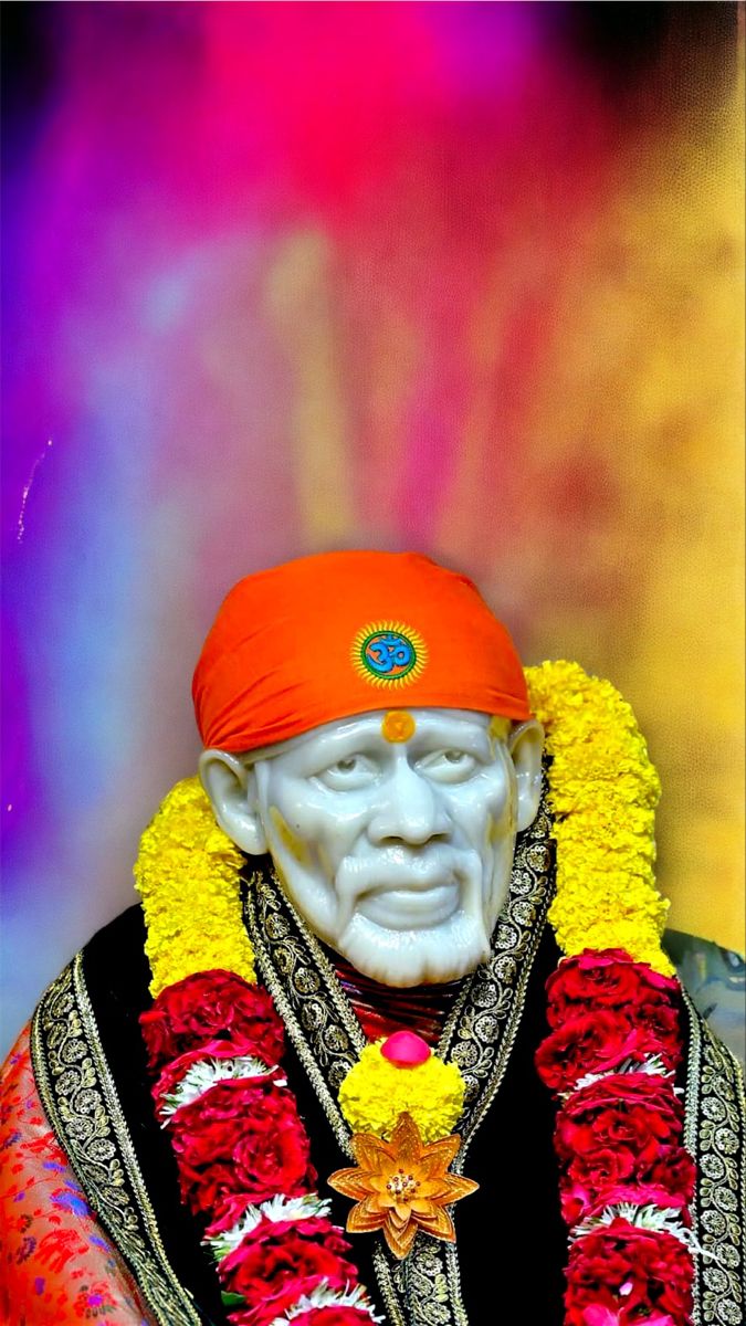 Sai Baba with orange turban