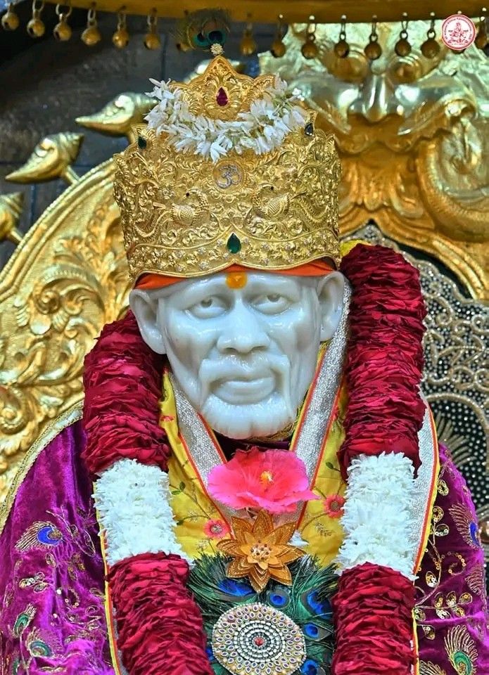 Sai Baba with golden crown portrait