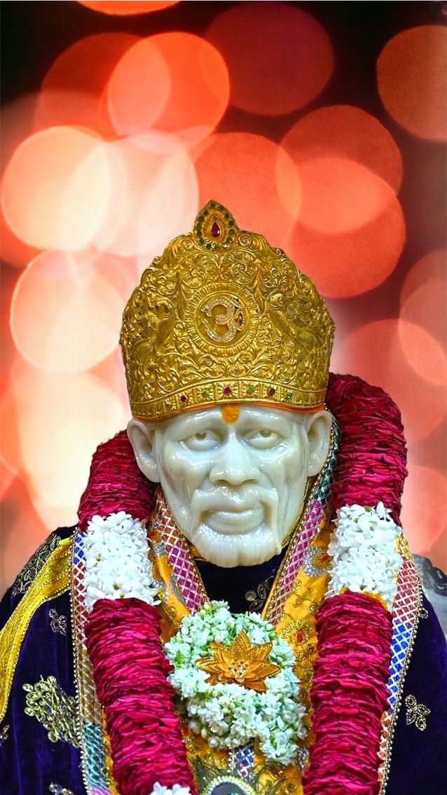 Sai Baba with golden crown portrait