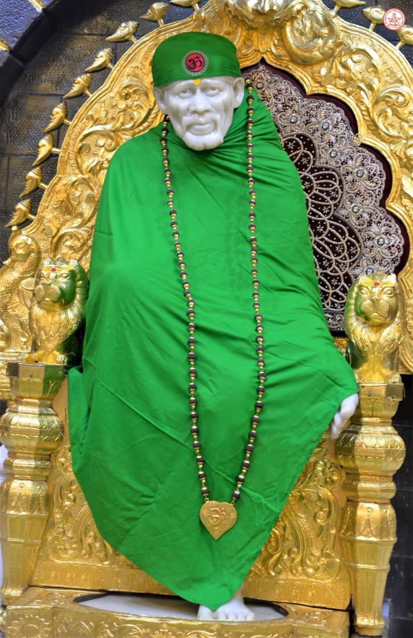 Sai Baba on golden throne, Shirdi
