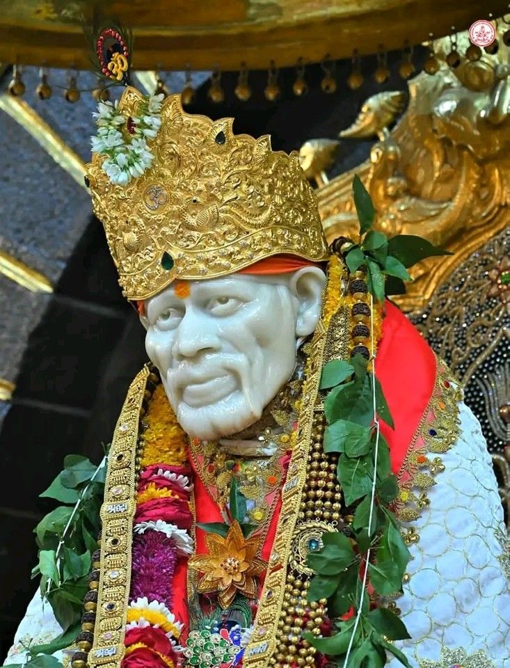Sai Baba with golden crown portrait