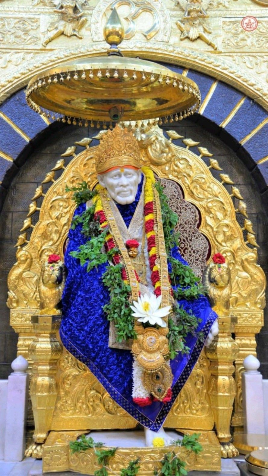 Sai Baba on golden throne portrait