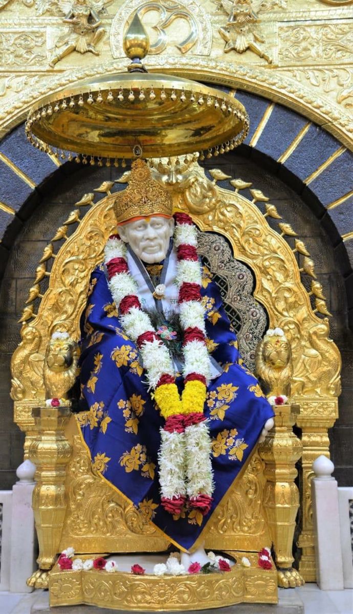 Sai Baba on golden throne portrait