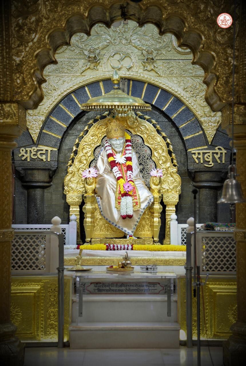 Sai Baba seated in Shirdi temple