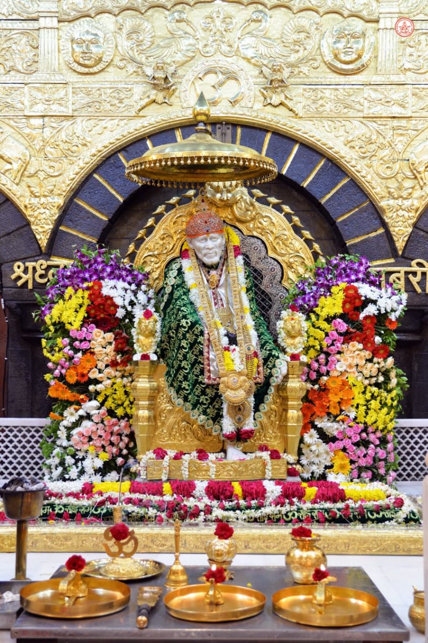 Sai Baba at Shirdi temple floral offering