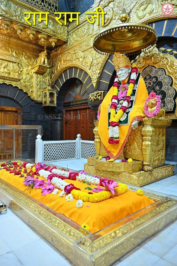Sai Baba at Shirdi temple, golden statue