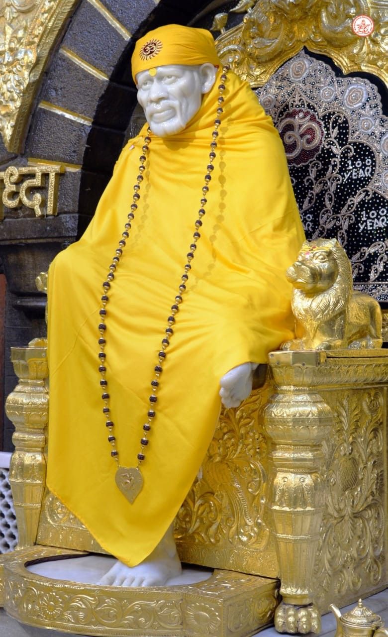 Serene image of Sai Baba on throne