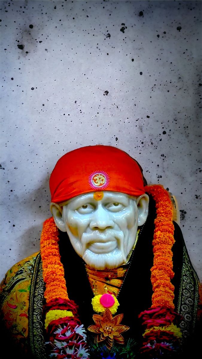 Close-up of Sai Baba\'s benevolent face