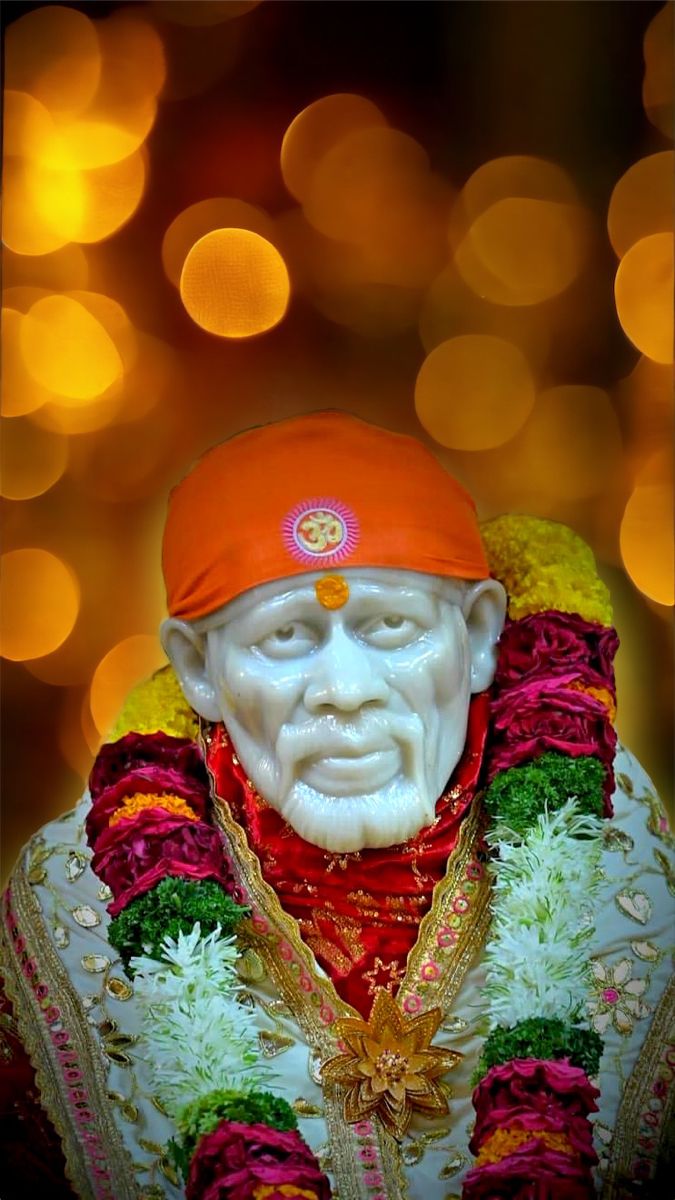 Shirdi Sai Baba with floral garland