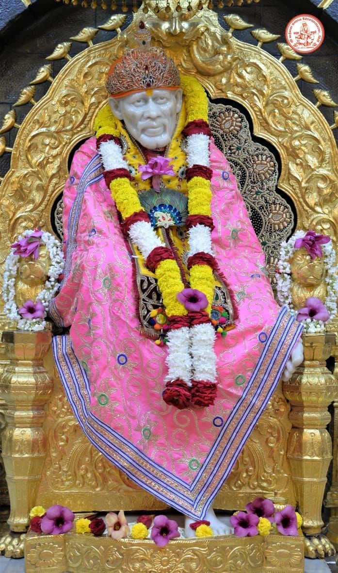Sai Baba portrait on golden throne