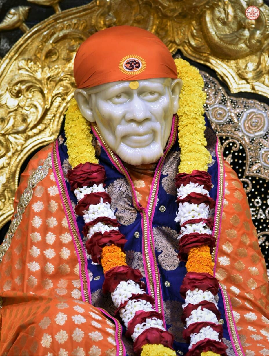 Shirdi Sai Baba with floral garland