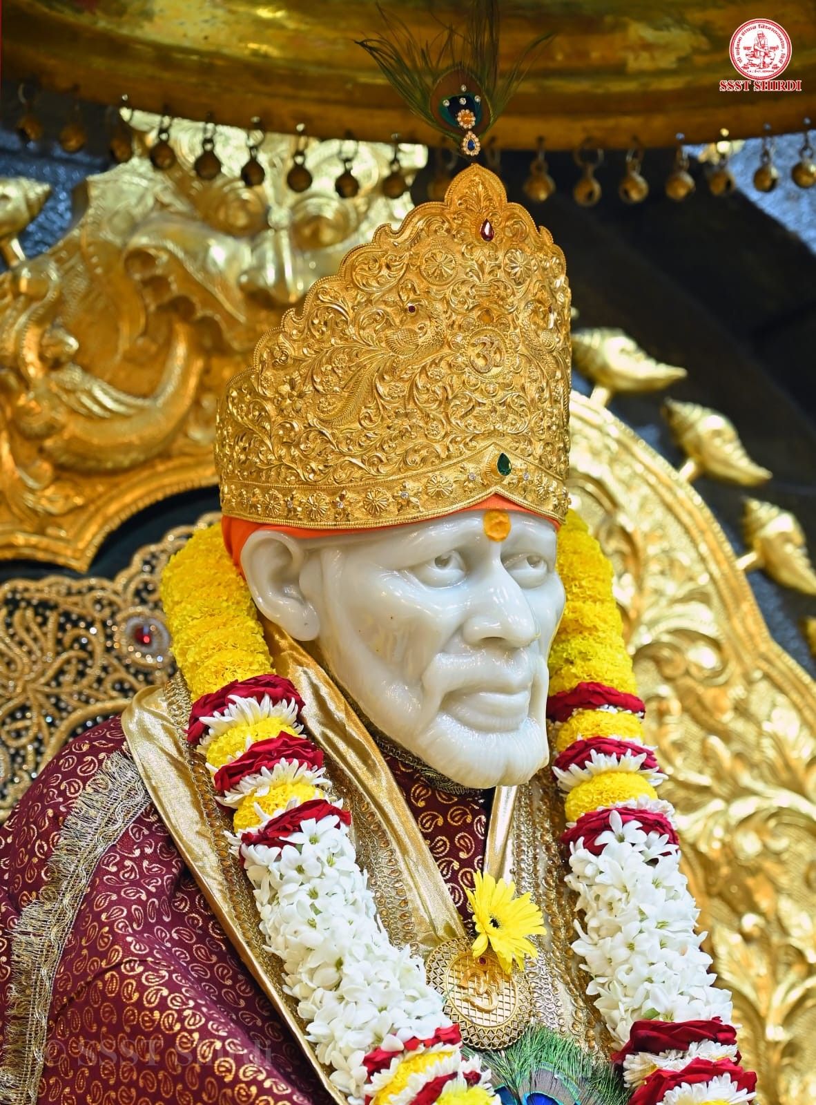 Sai Baba portrait with gold crown