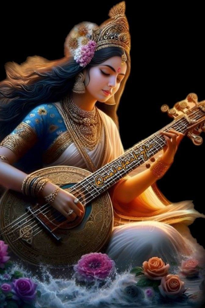 Saraswati Maa playing the veena beautifully