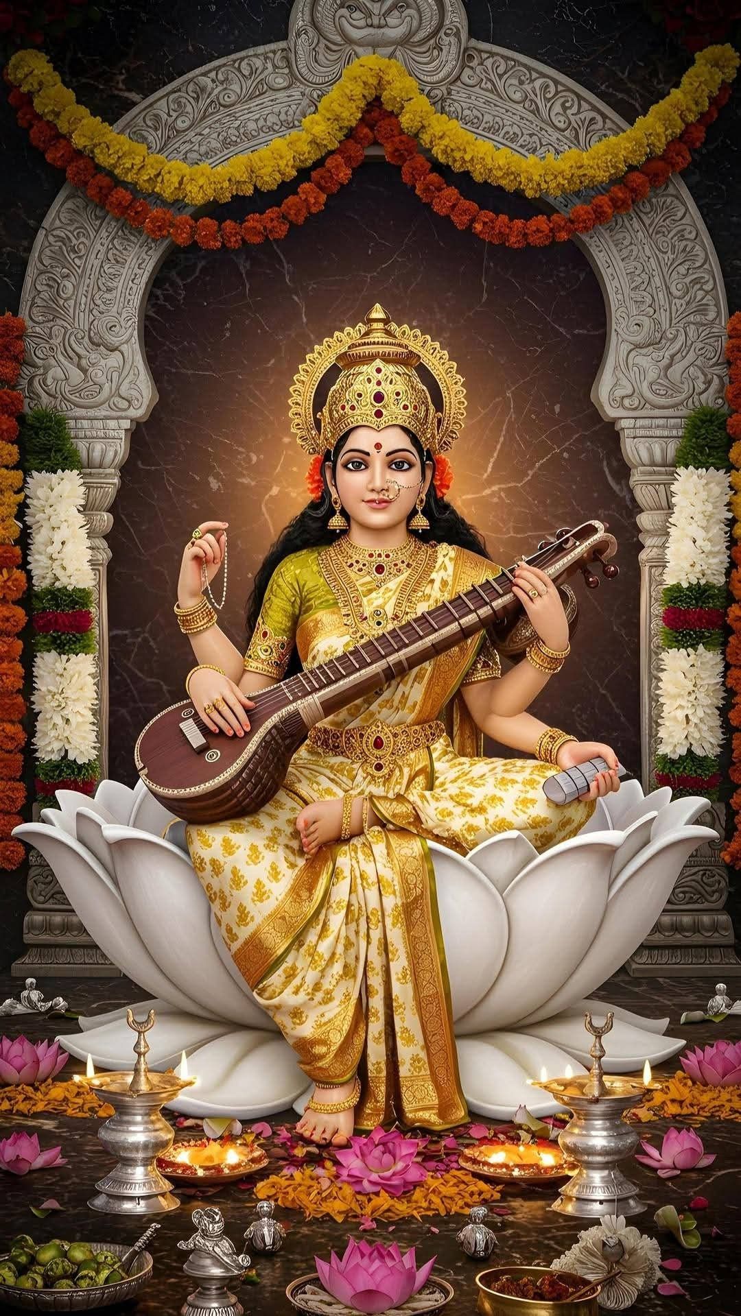 Saraswati Maa playing the Veena.