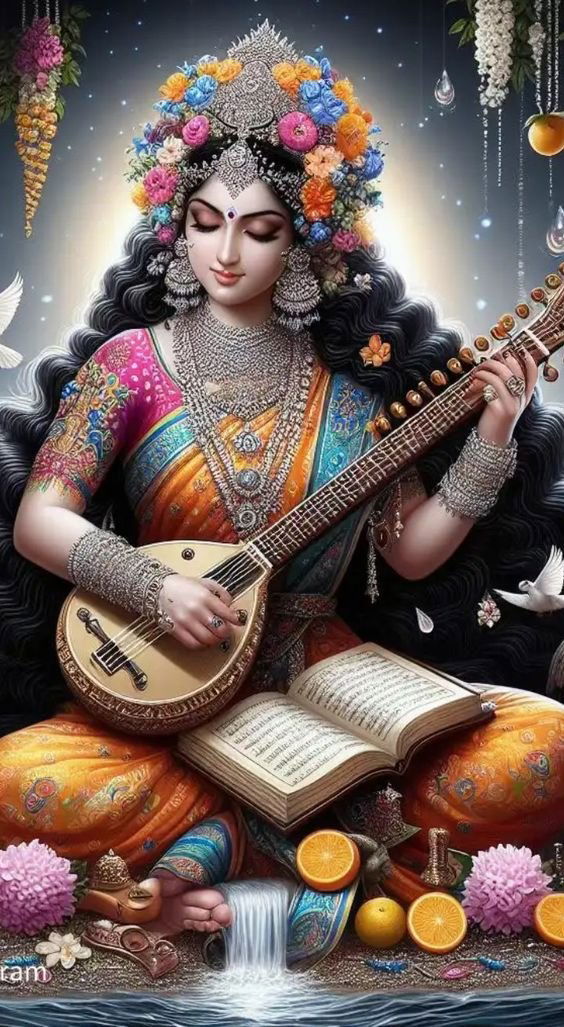 Saraswati Maa playing the veena