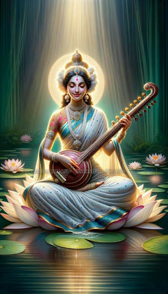 Saraswati Maa playing the veena beautifully