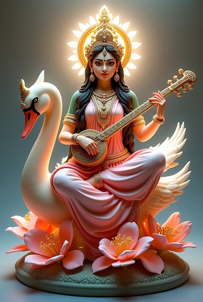 Goddess Saraswati playing the veena.