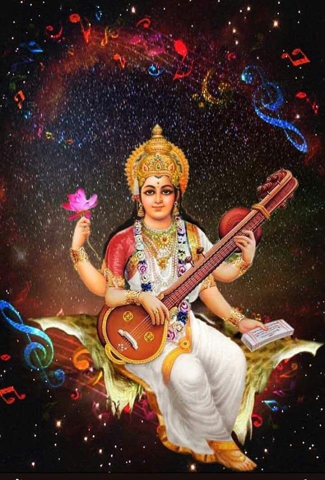 Goddess Saraswati playing the veena.