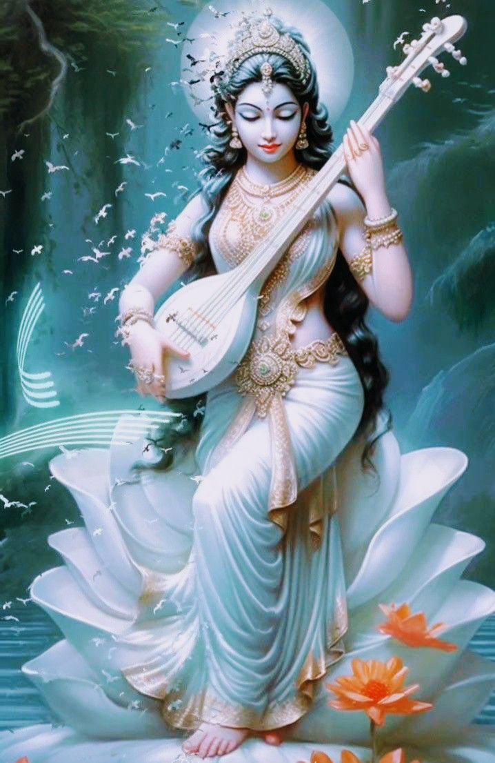 Saraswati Maa playing the veena.