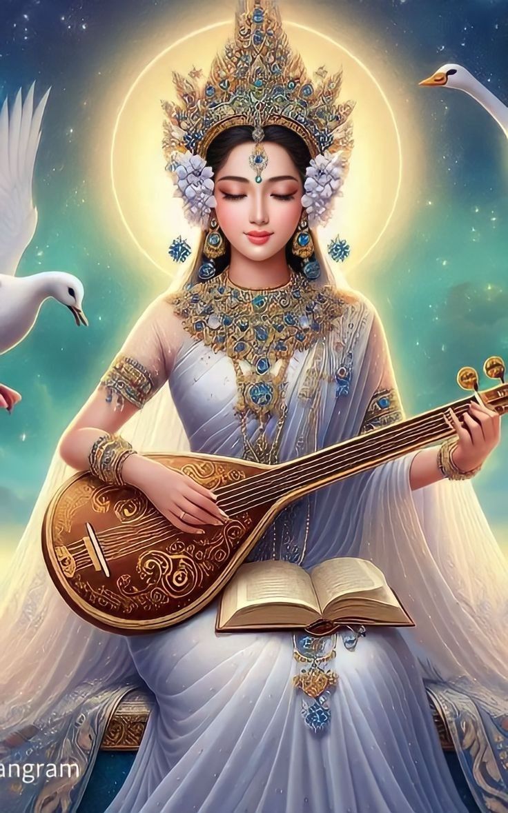 Saraswati Maa playing the Veena beautifully