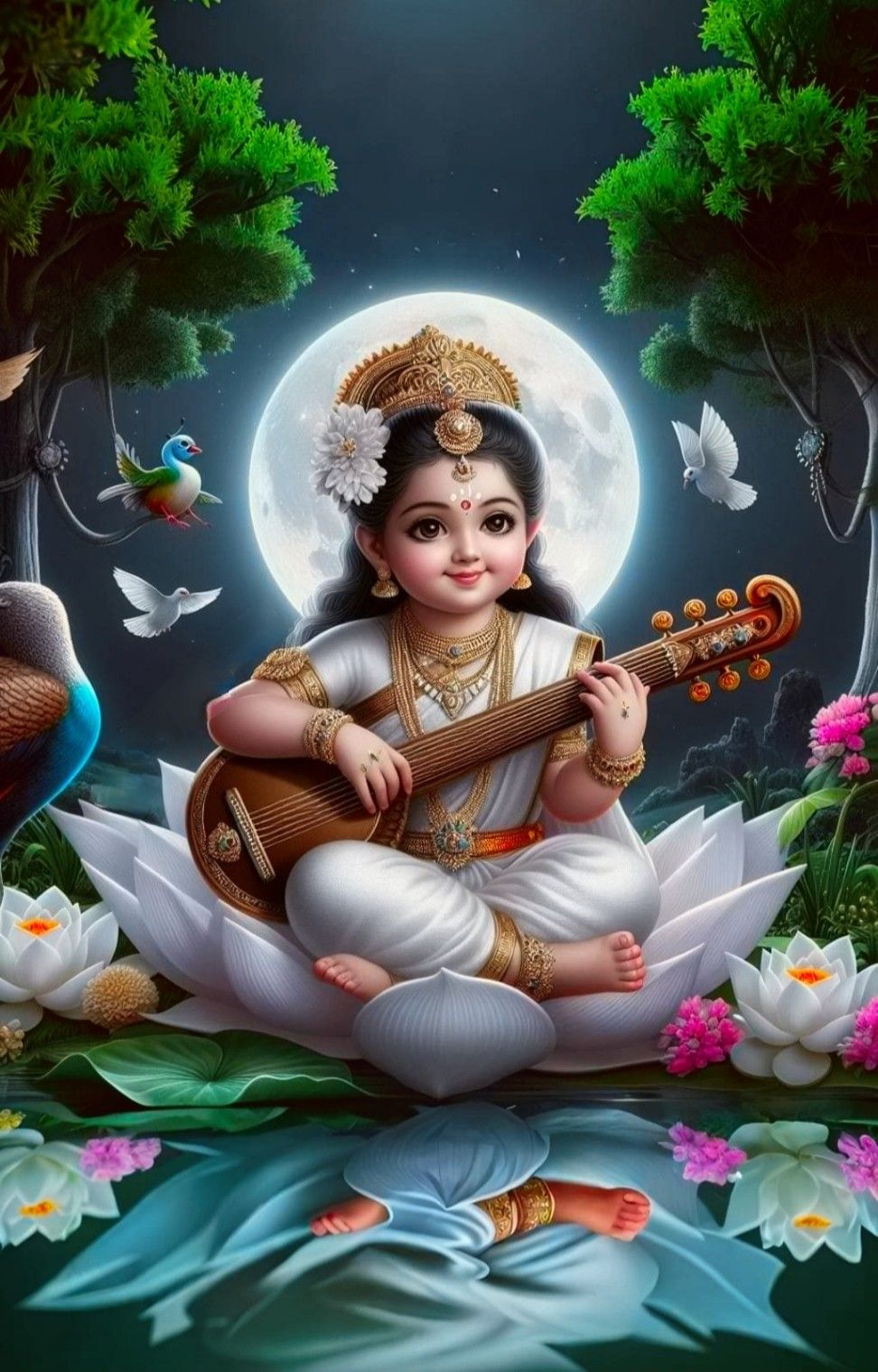 Baby Saraswati playing the Veena