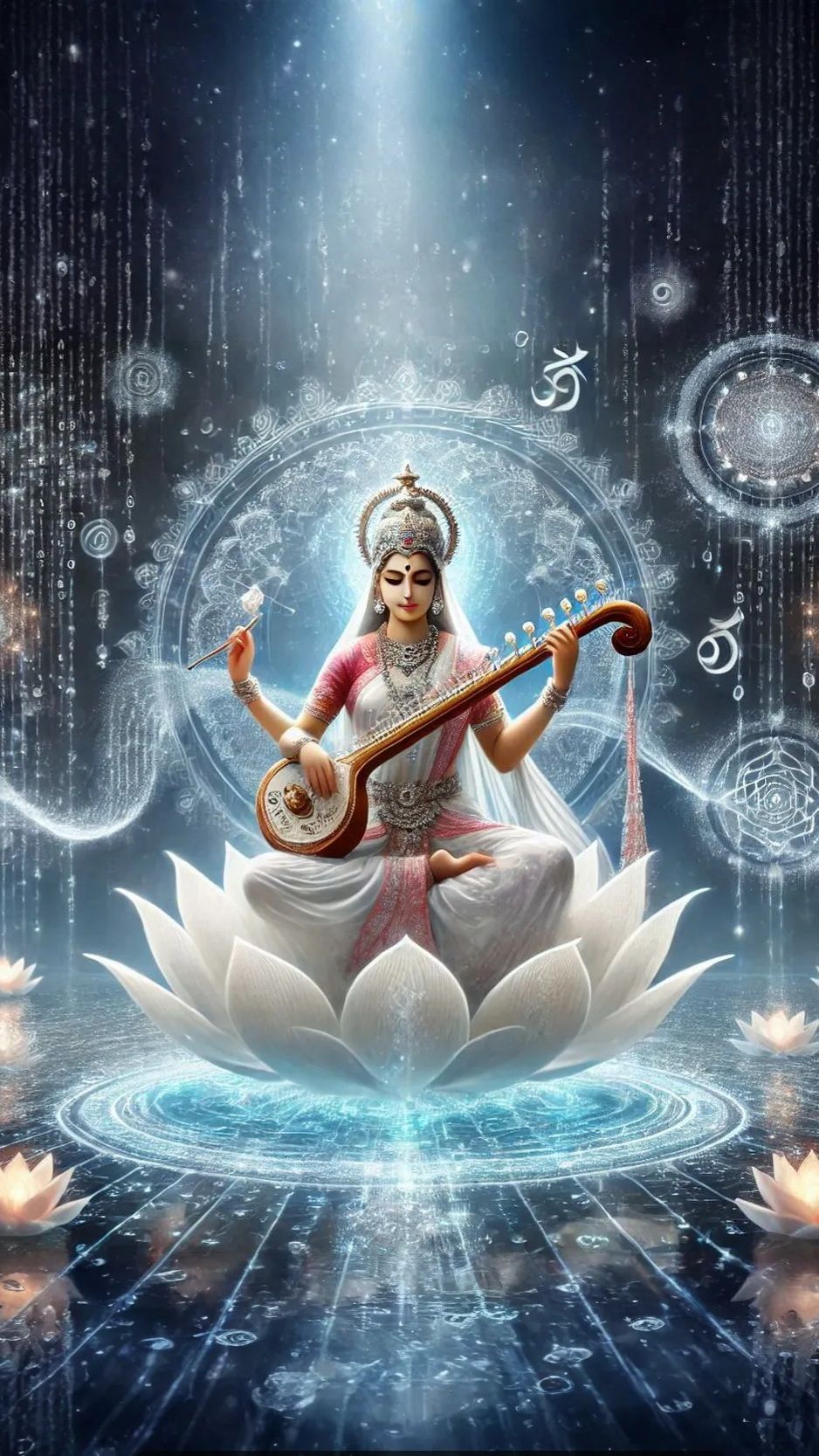 Goddess Saraswati playing the veena.
