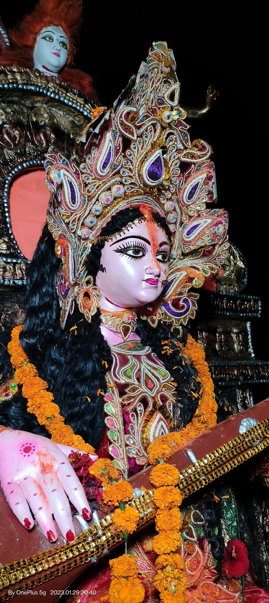 Saraswati Maa with Veena, divine beauty.