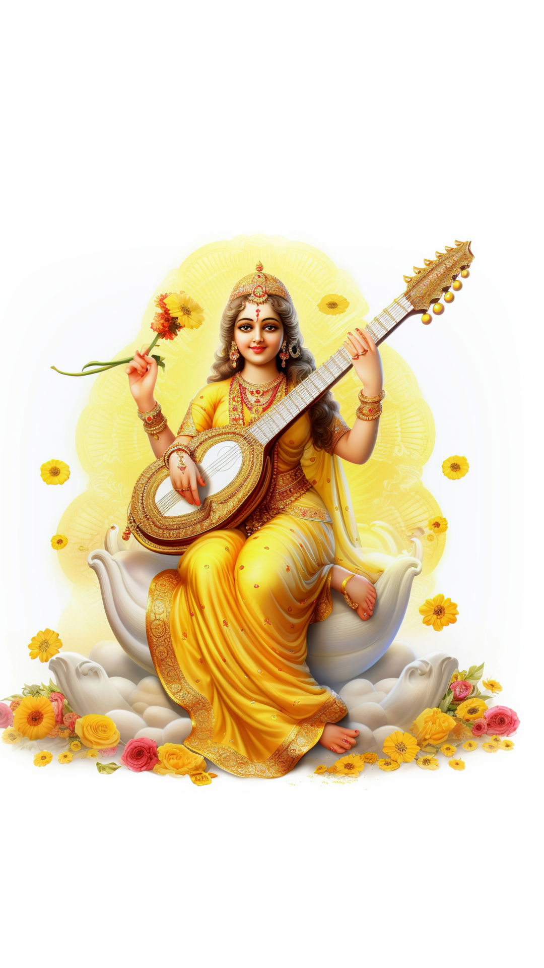 Goddess Saraswati playing the Veena