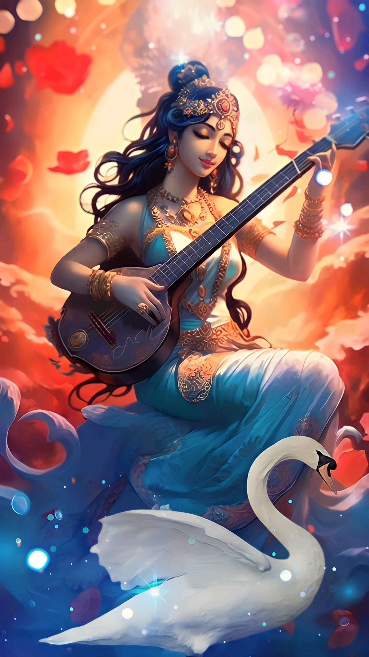 Saraswati Maa plays celestial veena