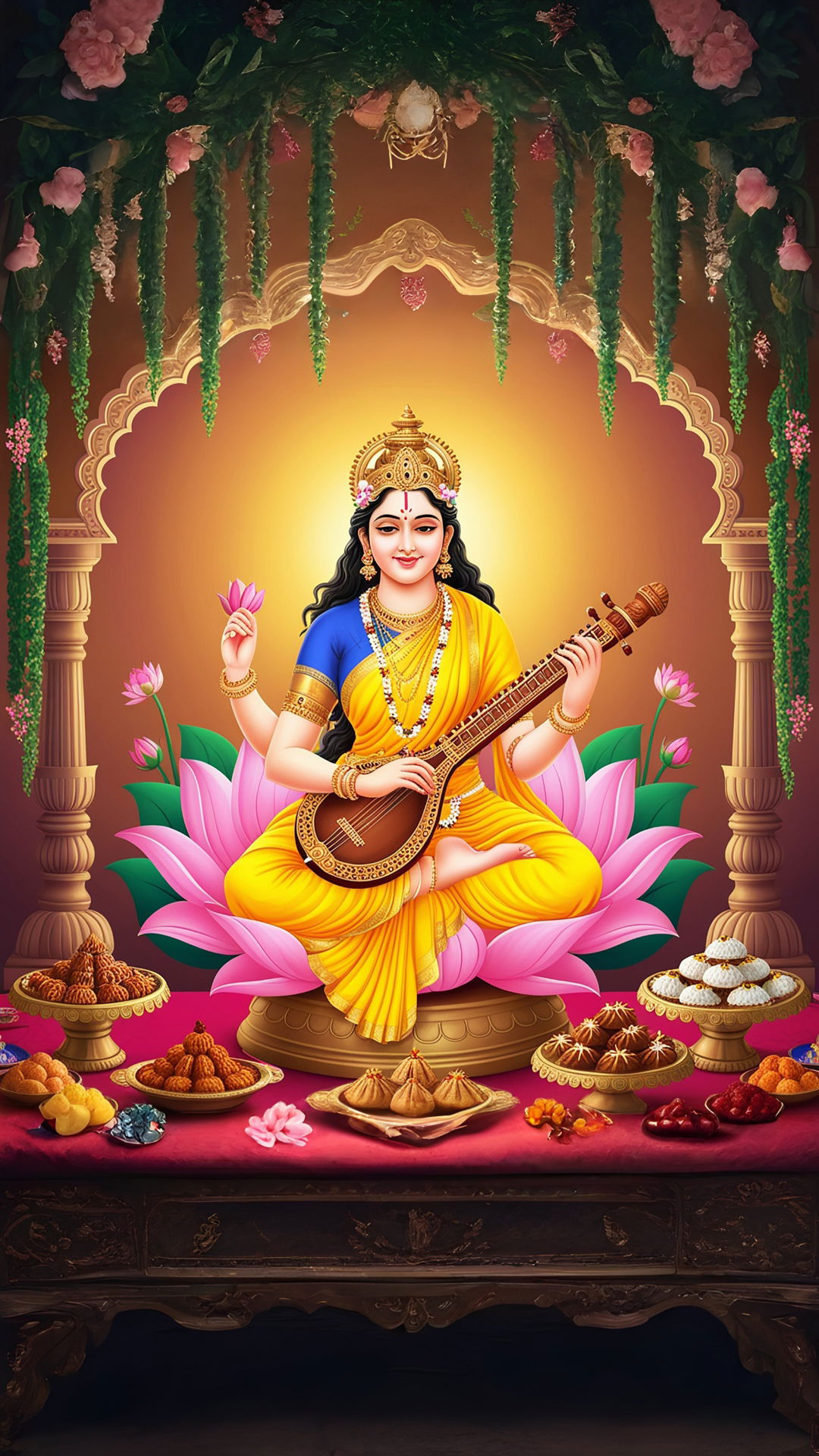 Saraswati Maa playing the veena