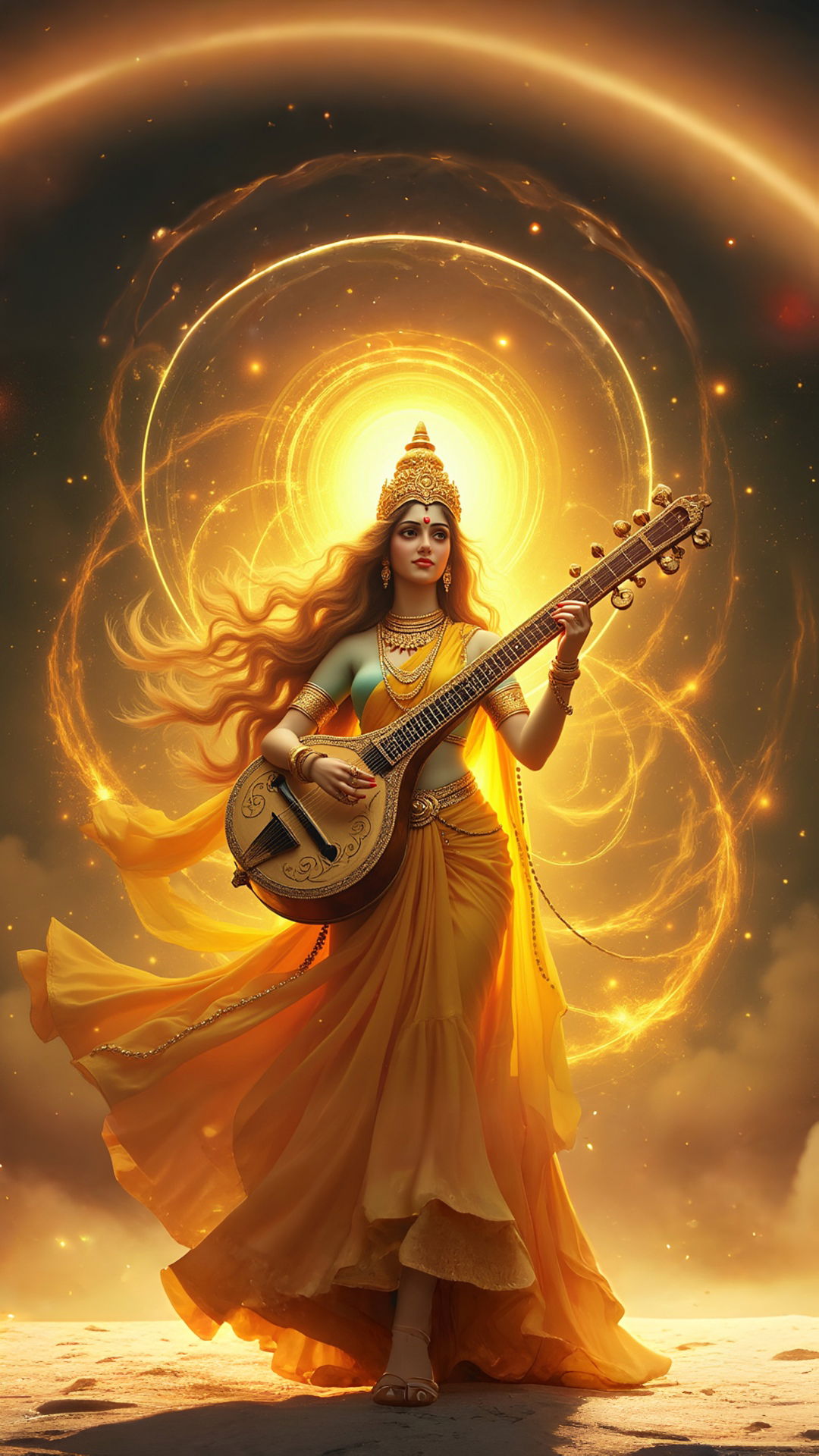 Saraswati Maa playing the veena.