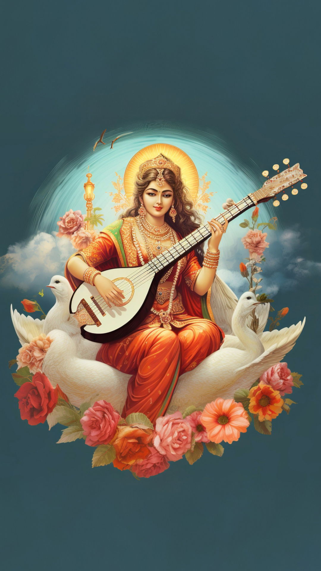 Saraswati Maa playing the veena