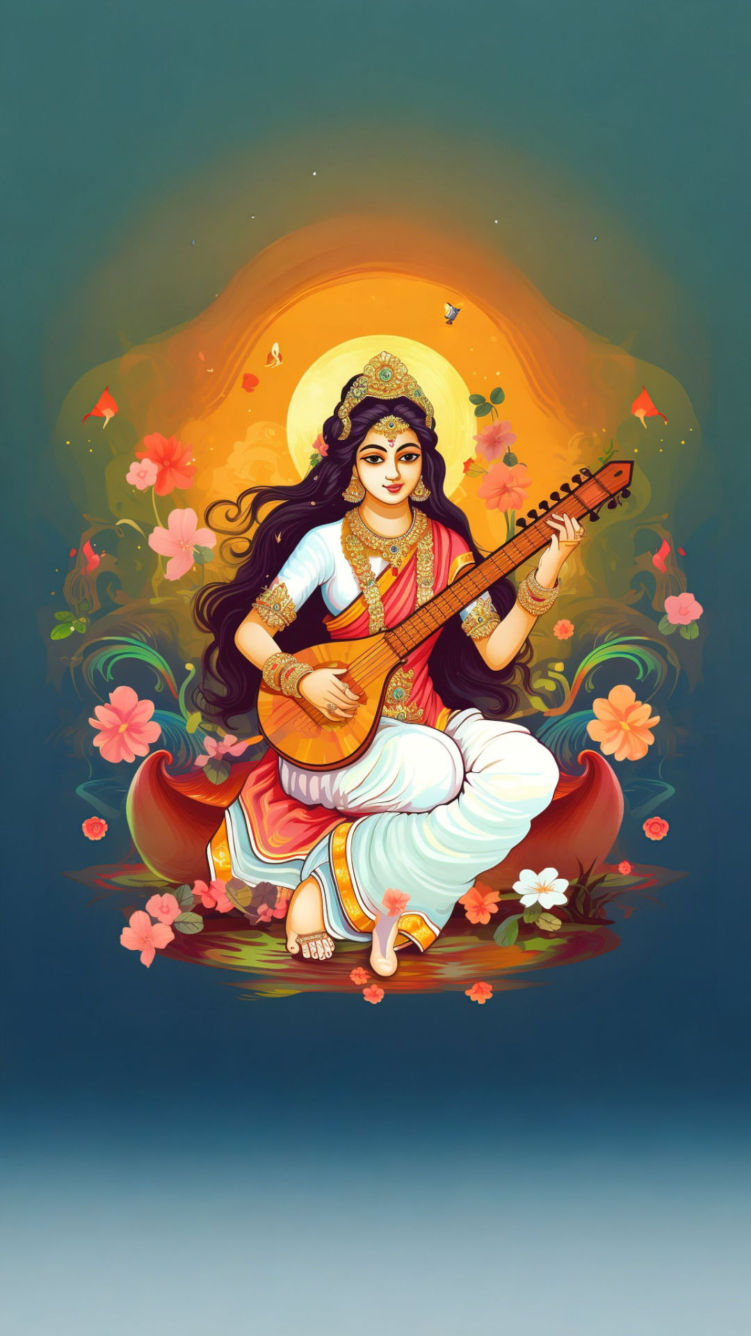 Saraswati Maa playing the veena beautifully