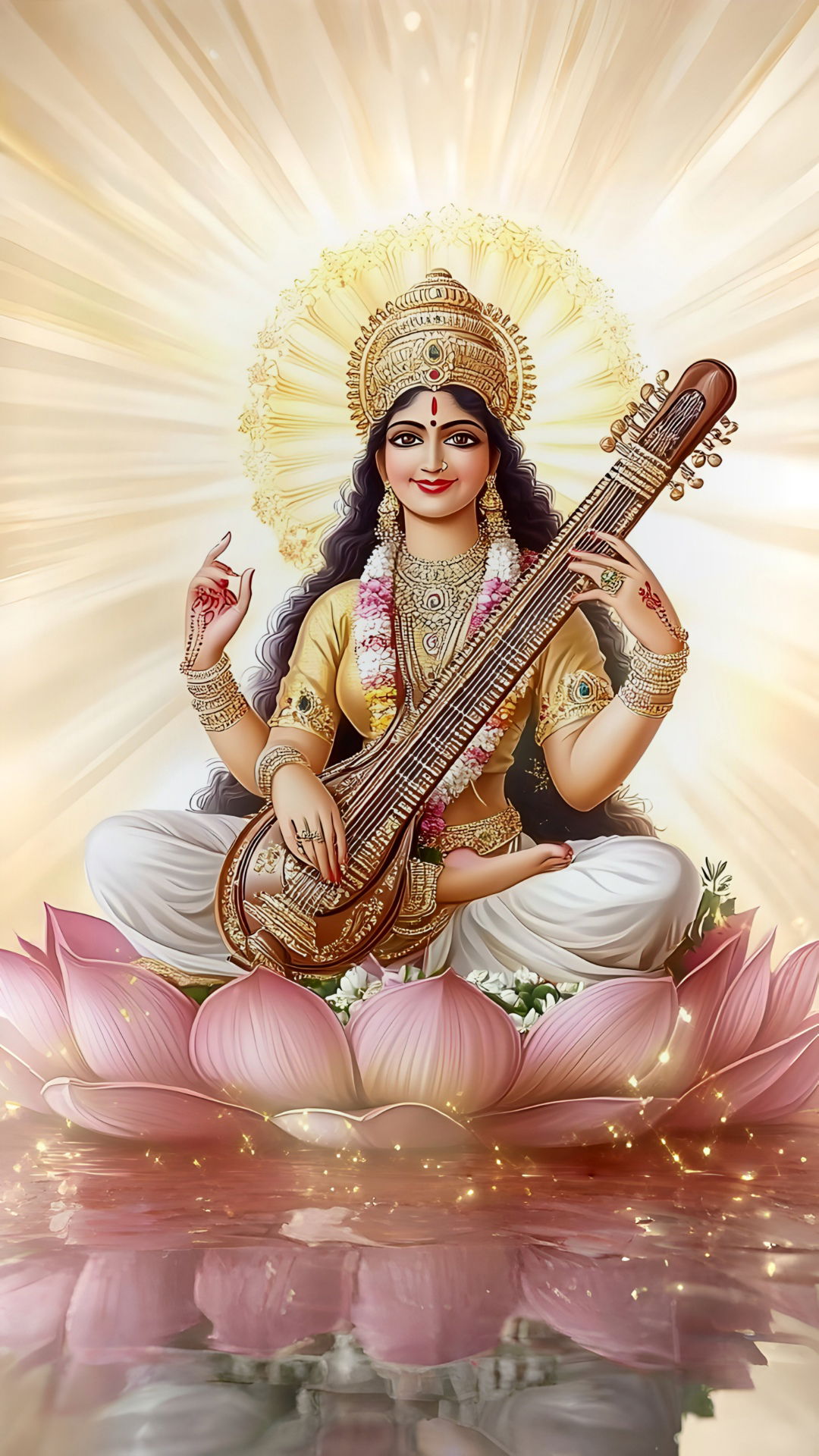Goddess Saraswati playing the veena.