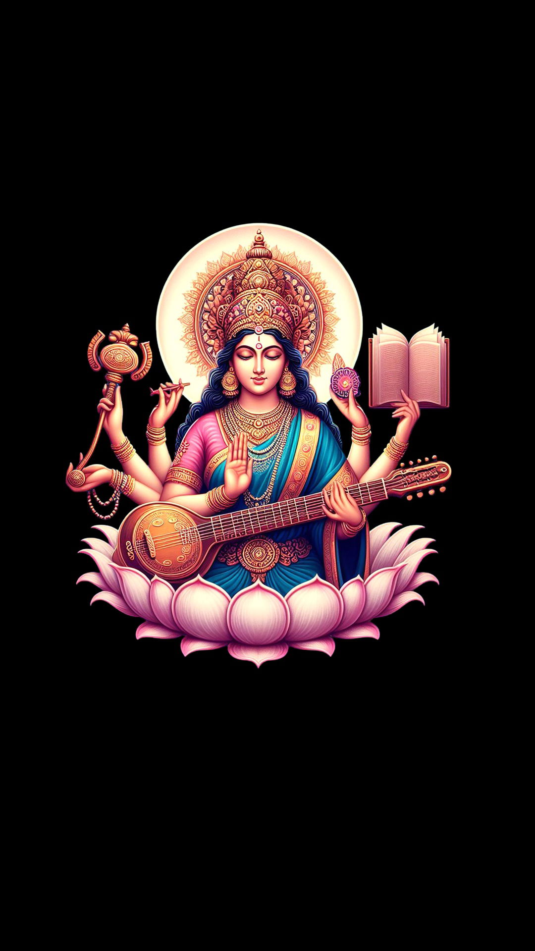Goddess Saraswati playing the veena
