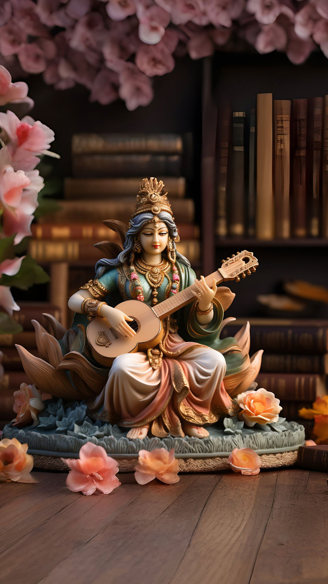 Saraswati Maa playing the veena beautifully