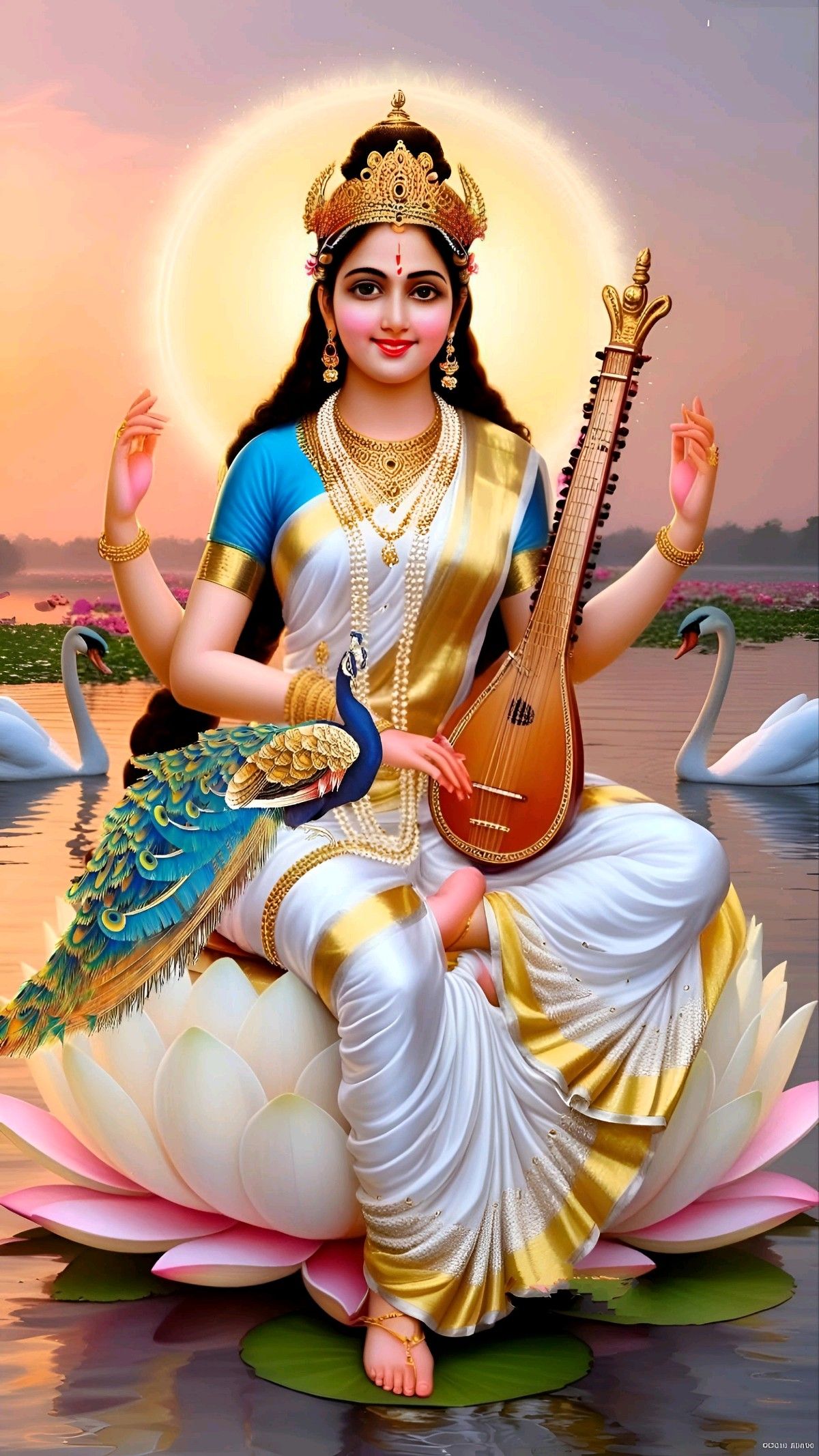 Saraswati Maa playing the veena.