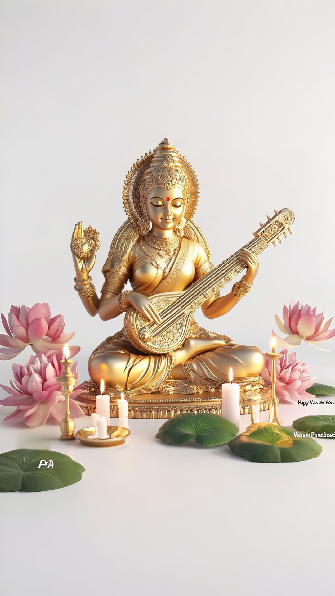 Goddess Saraswati playing the Veena