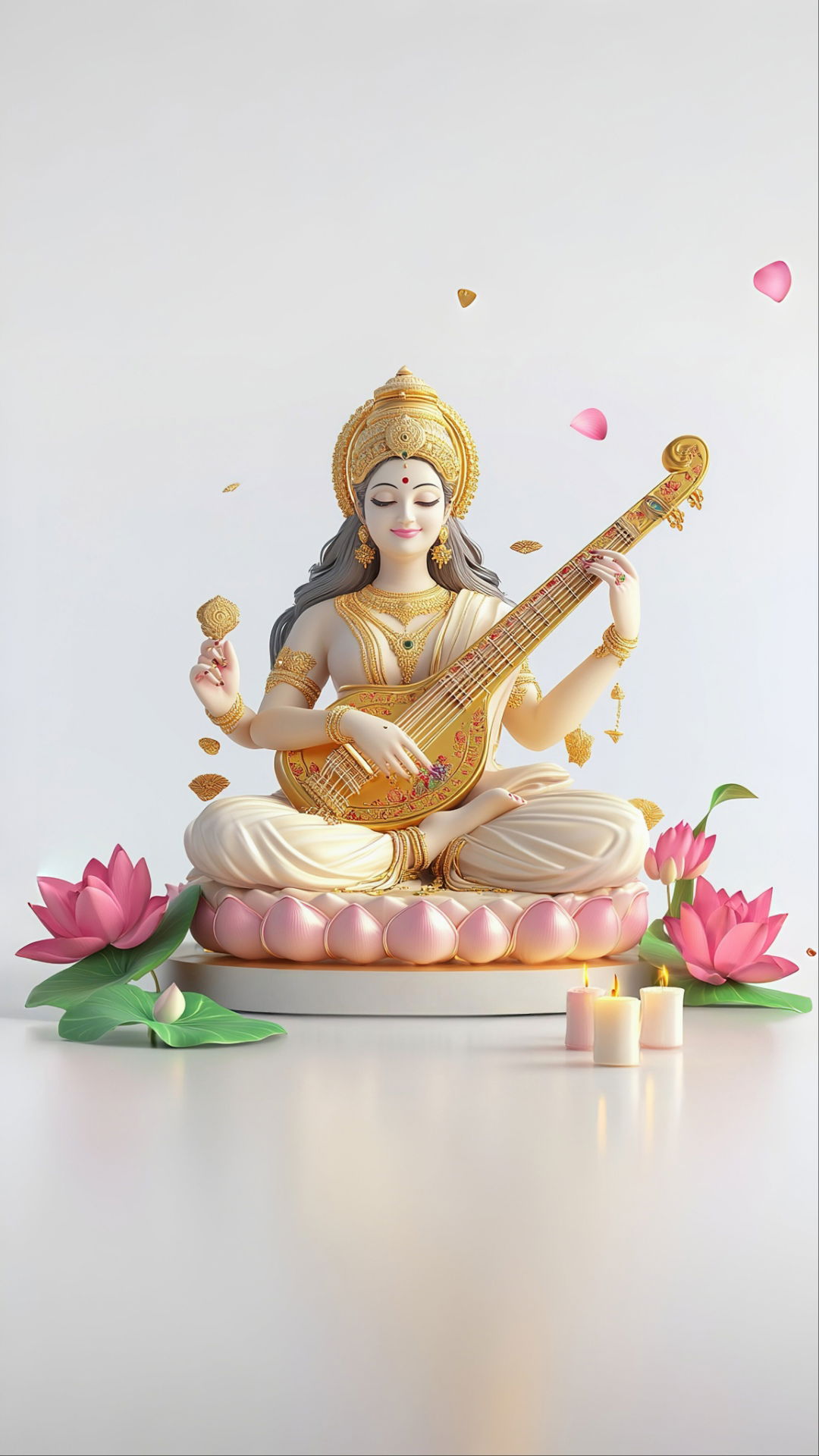 Saraswati Maa playing the veena gracefully