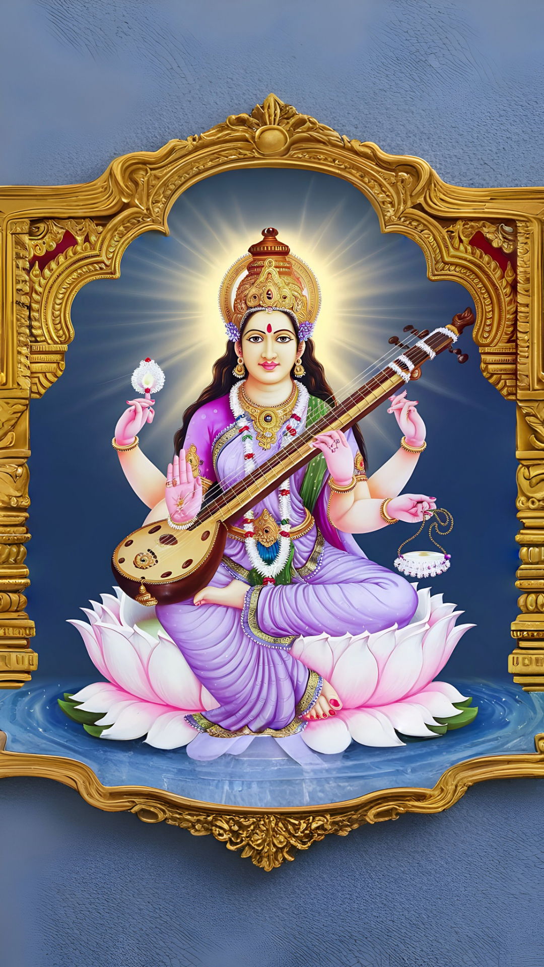 Saraswati Maa playing the veena, divine